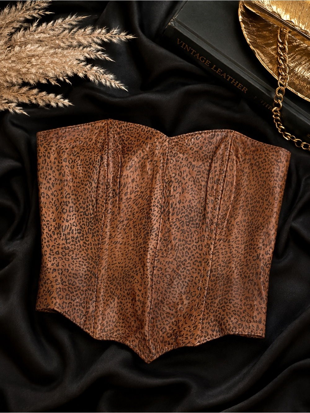 Vintage North Beach Leather Genuine Leather Leopard Corset Bustier 🐆🤎